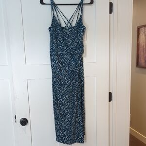 Teal Strappy Back Midi Dress – Wrap Style – Size XL